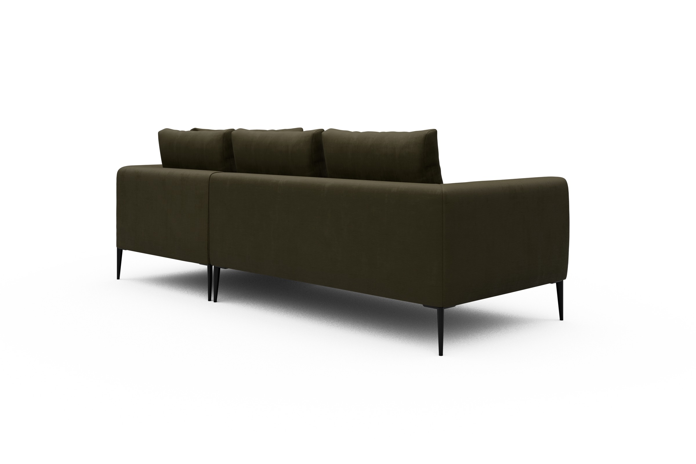 Ecksofa Paul Relax-Ecke rechts mit 2-Sitzer Cordufine-Pine-Green