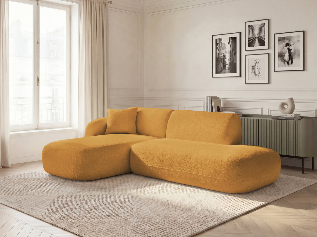 Bobochic Anda Ecksofa 241 × 163 cm Chenille Gelb Ecke links