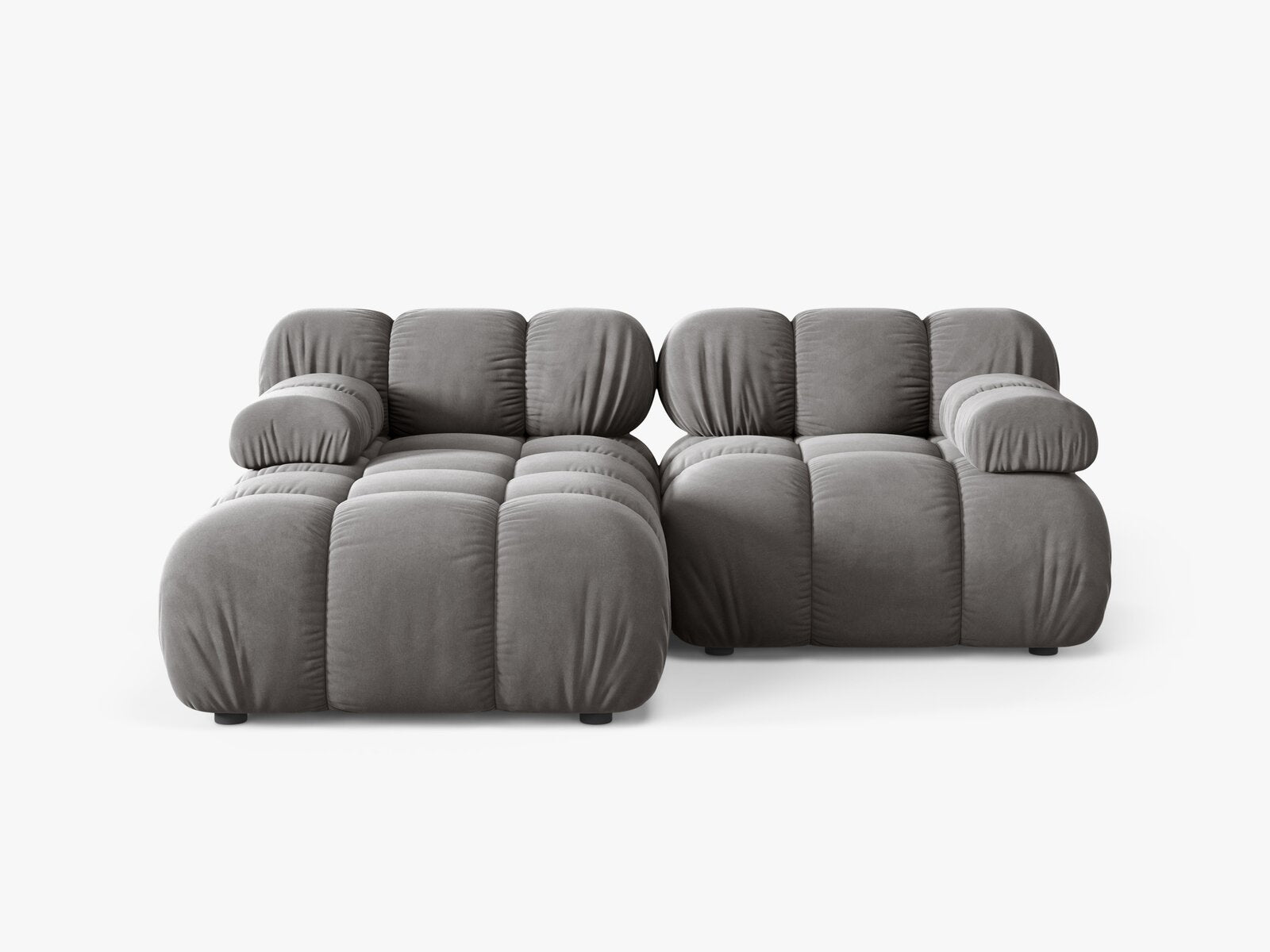 Micadoni Modulares Ecksofa Bellis 3-Sitzer Links Samt Bluvel Hellgrau