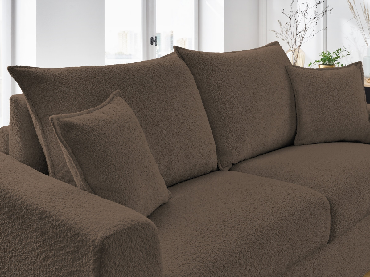 Bobochic Augustin Schlafsofa 3-Sitzer Bouclé-Stoff Braun, Liegefläche 140 × 200 cm