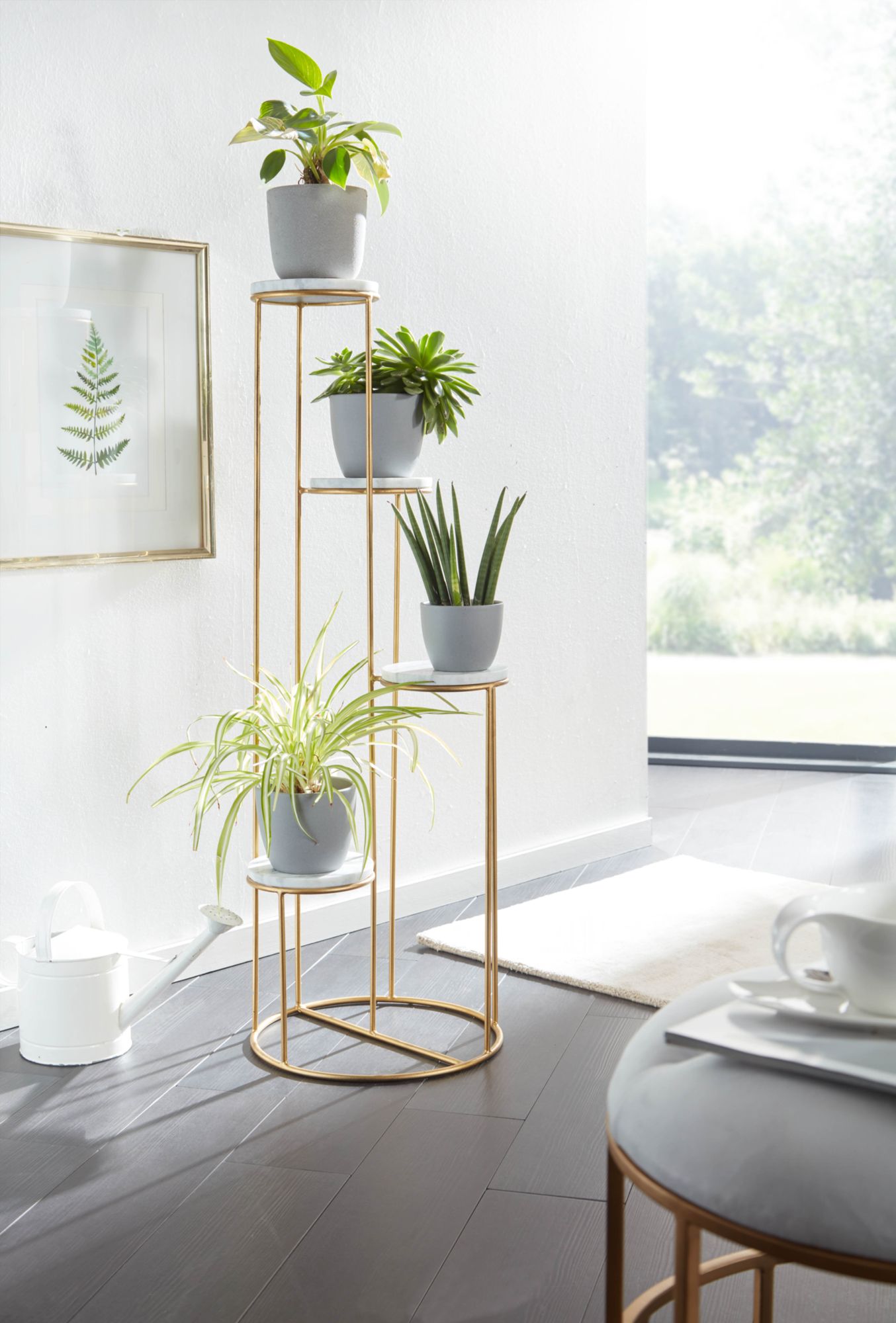 Standregal Vindheimar Marmor Gold 36,5 × 36,5 × 107,5 cm