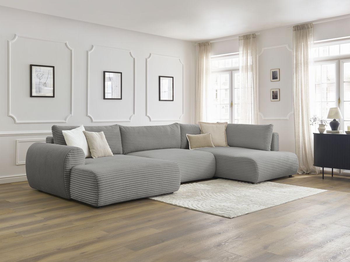 Bobochic Lucien Wohnlandschaft Breitcord weich Dunkelgrau Ecke links