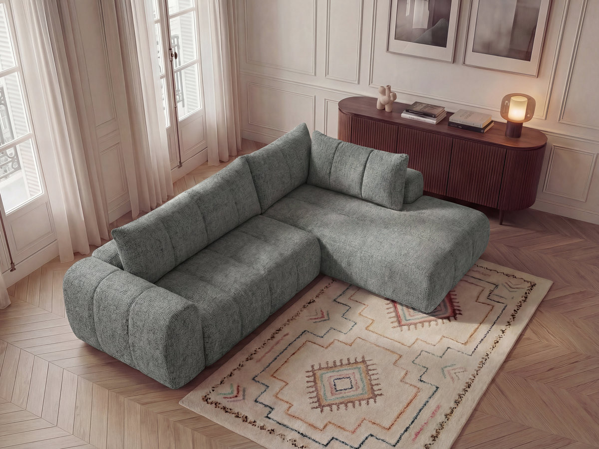 Bobochic Nesty Ecksofa in L-Form, 256 cm Melange-Stoff Dunkelgrau Ecke rechts