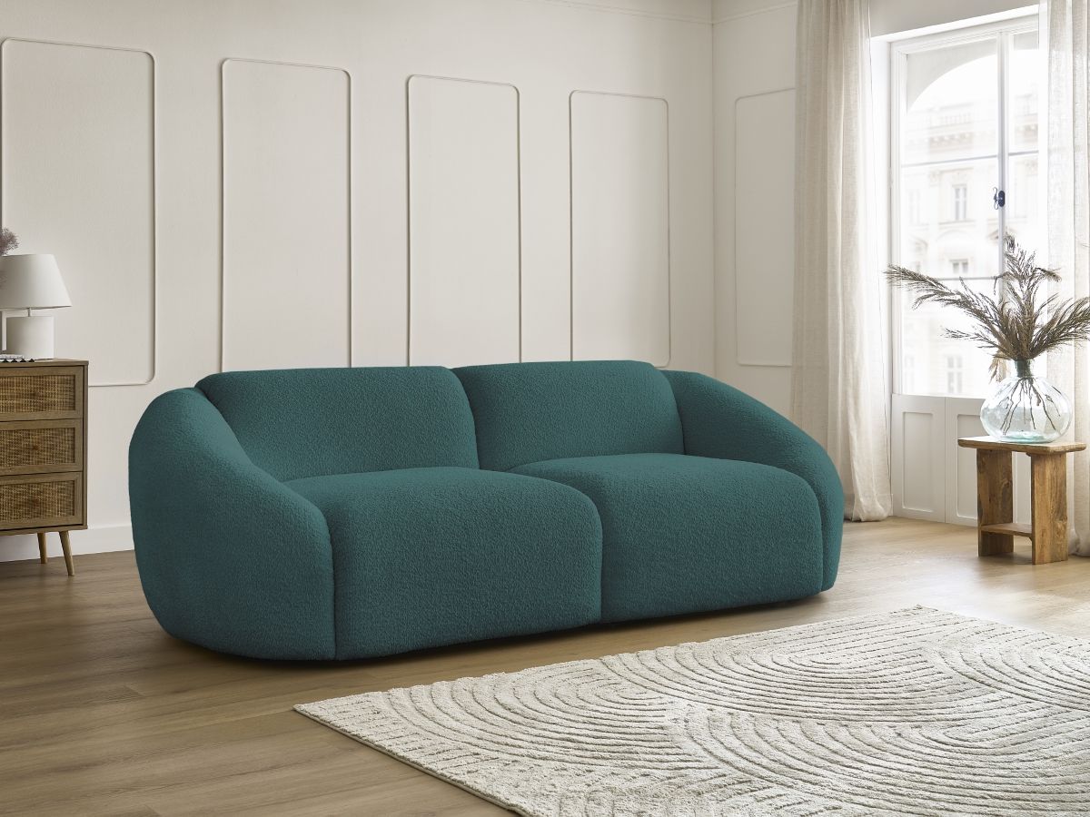 Bobochic Tina Sofa 3-Sitzer Bouclé-Stoff Hellblau