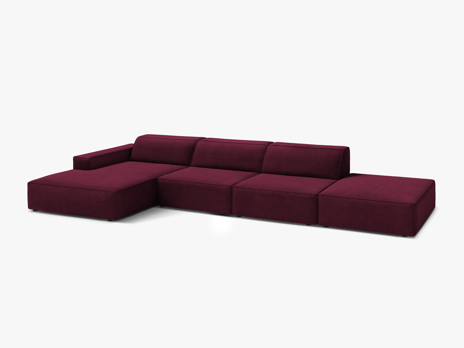 Micadoni Ecksofa Jodie 5-Sitzer Links Samt Venus Burgunder