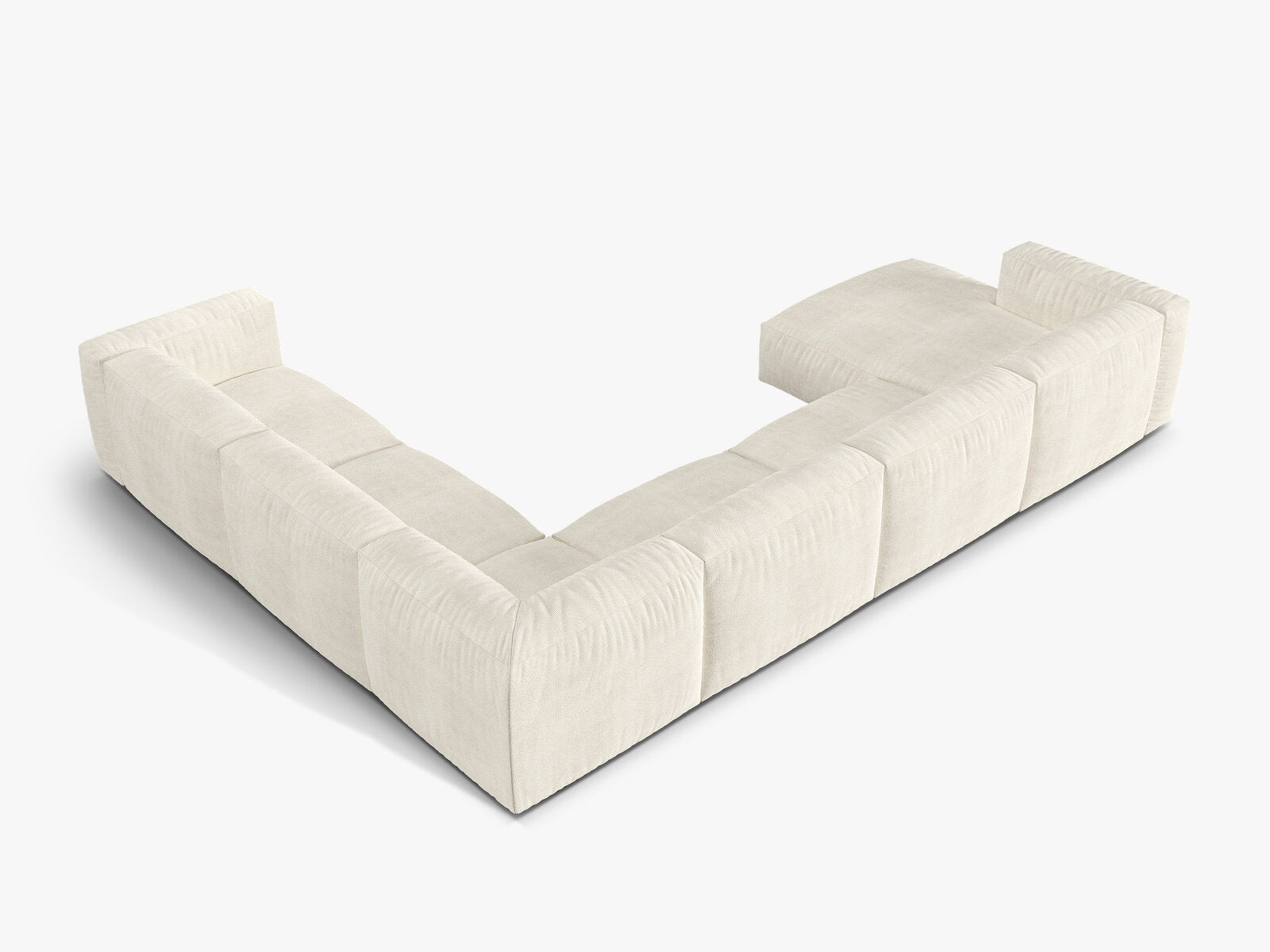 Micadoni modulares Ecksofa XL Martina 6-Sitzer Rechts Boucle Monet Elfenbein