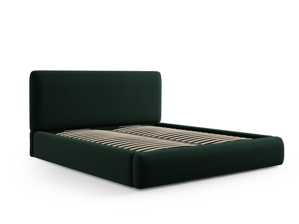 Cosmopolitan Design Stauraumbett mit Kopfteil Colonel 140x200 Samt Riviera Dunkelgrün