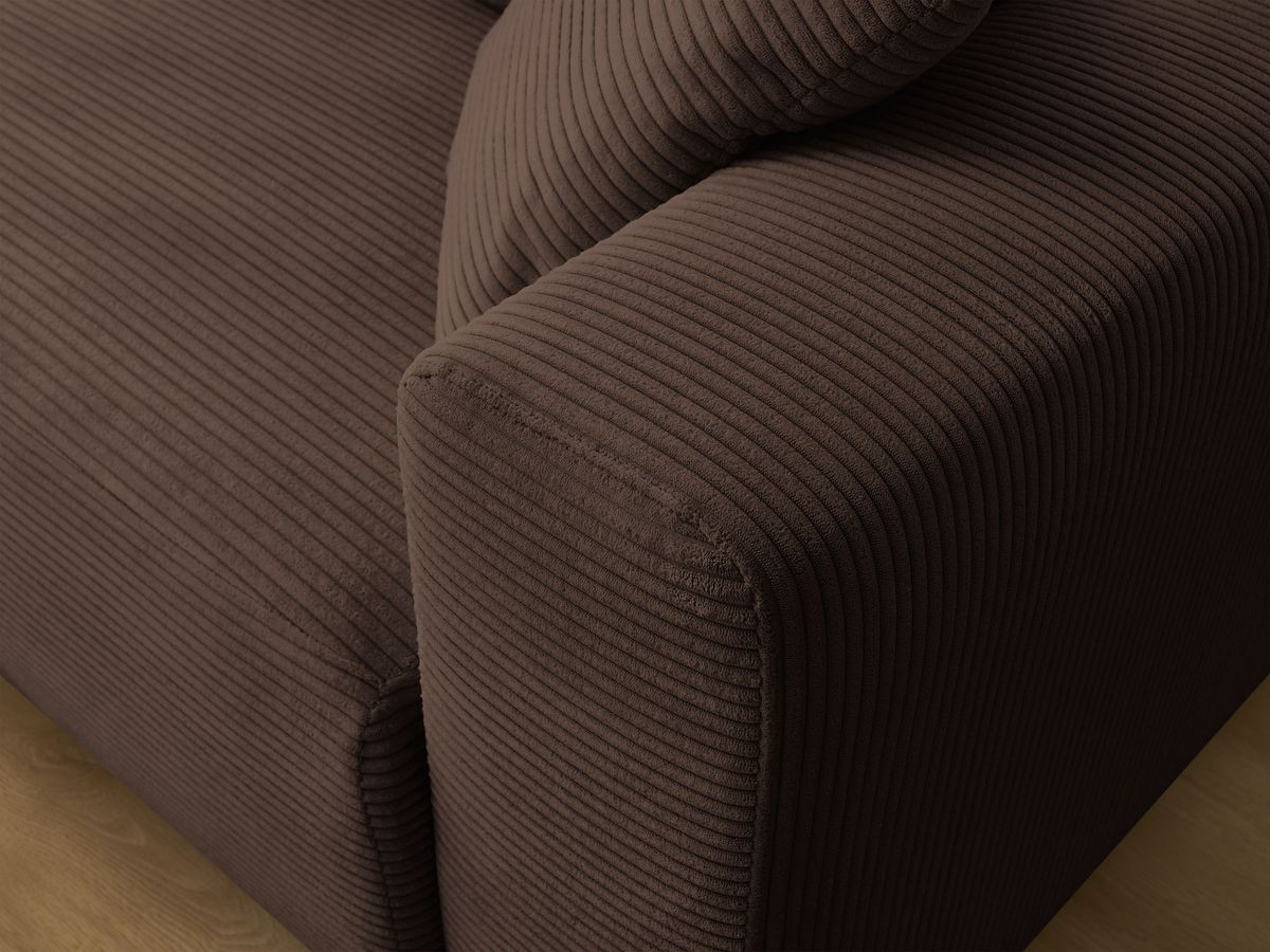 Bobochic Atilla Ecksofa mit Schlaffunktion und Bettkasten Cordsamt Braun Ecke links