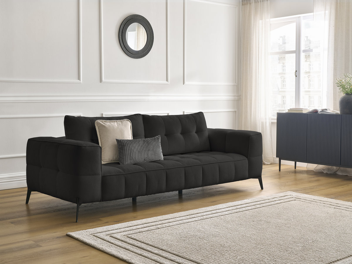 Bobochic Anis Sofa 3-Sitzer Strukturstoff Schwarz