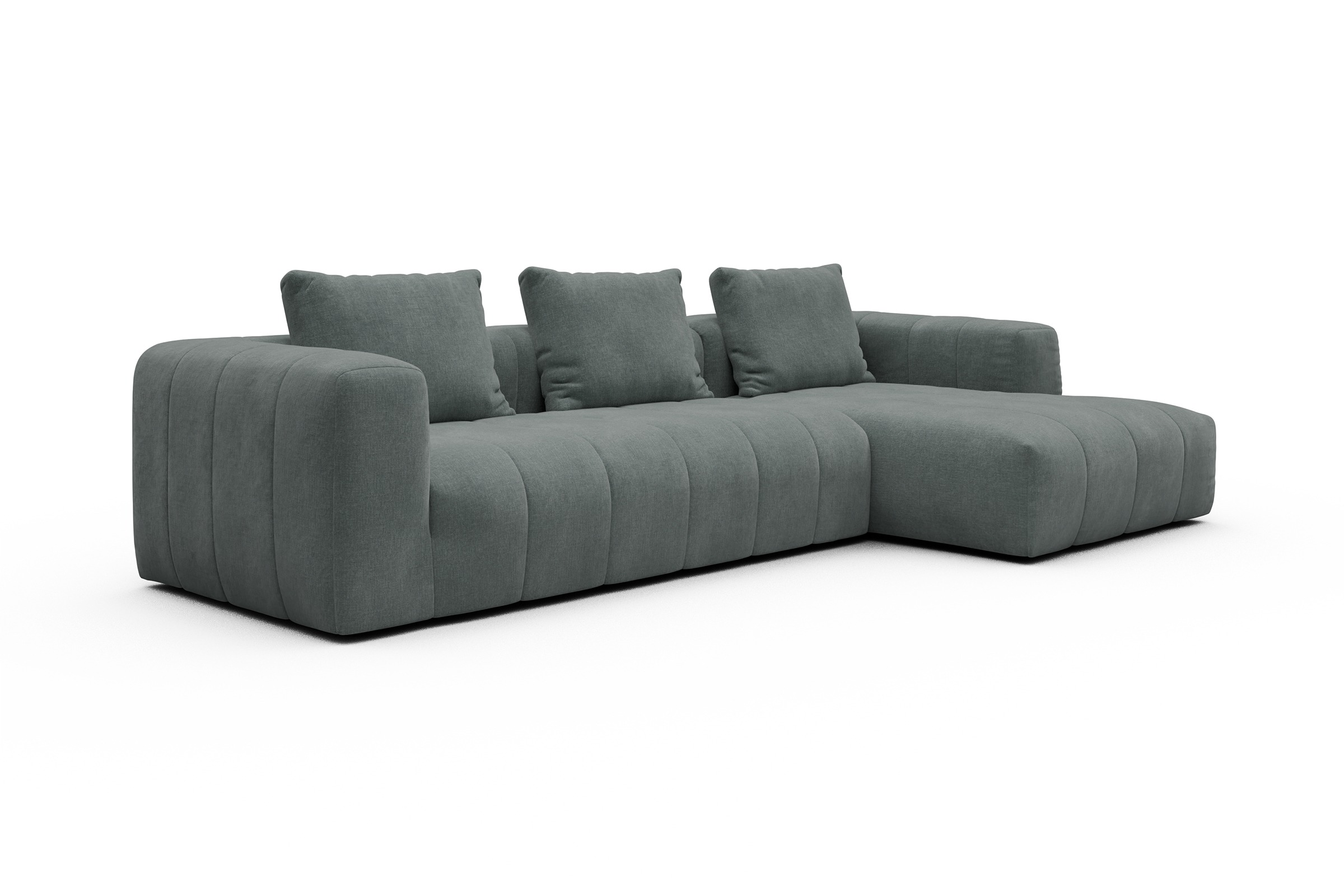 Ecksofa Hugo 2,5-Sitzer Armlehne links mit Chaiselongue Smooth-Silver-Grey