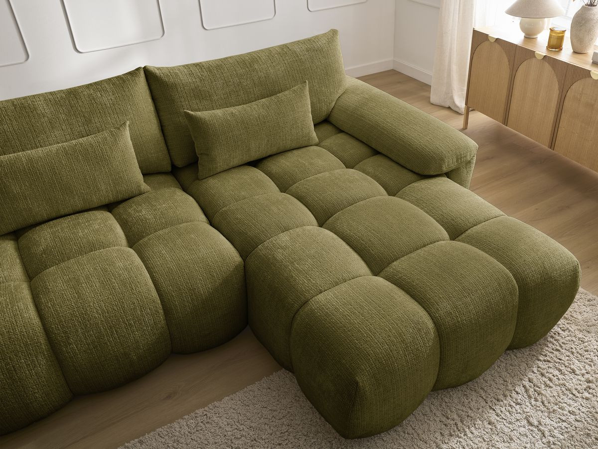 Bobochic Ivane Ecksofa Strukturstoff Grün Ecke rechts