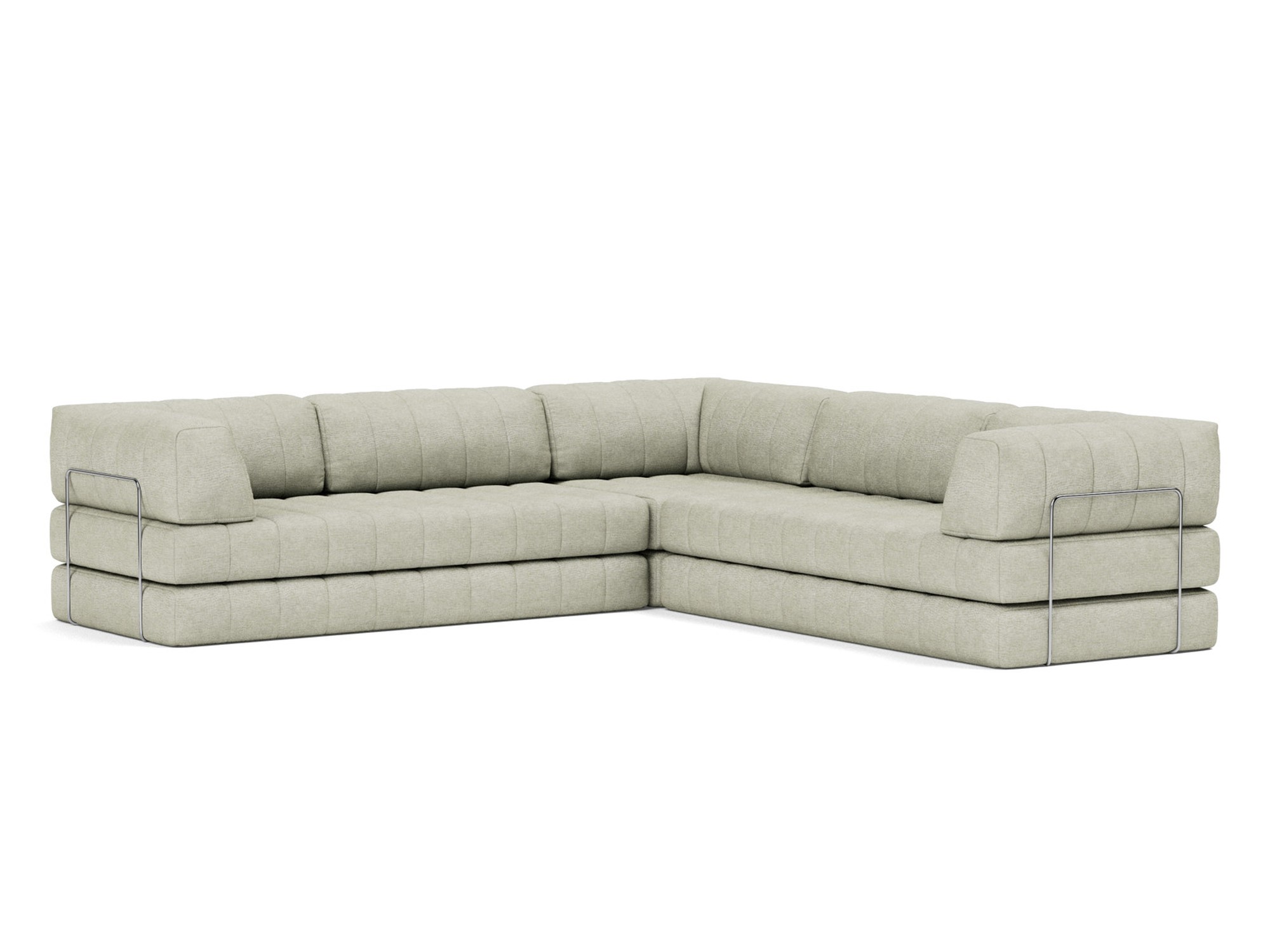 Eck-Schlafsofa CozyPad mit Armlehnen Flachgewebe Avella 280-Sand
