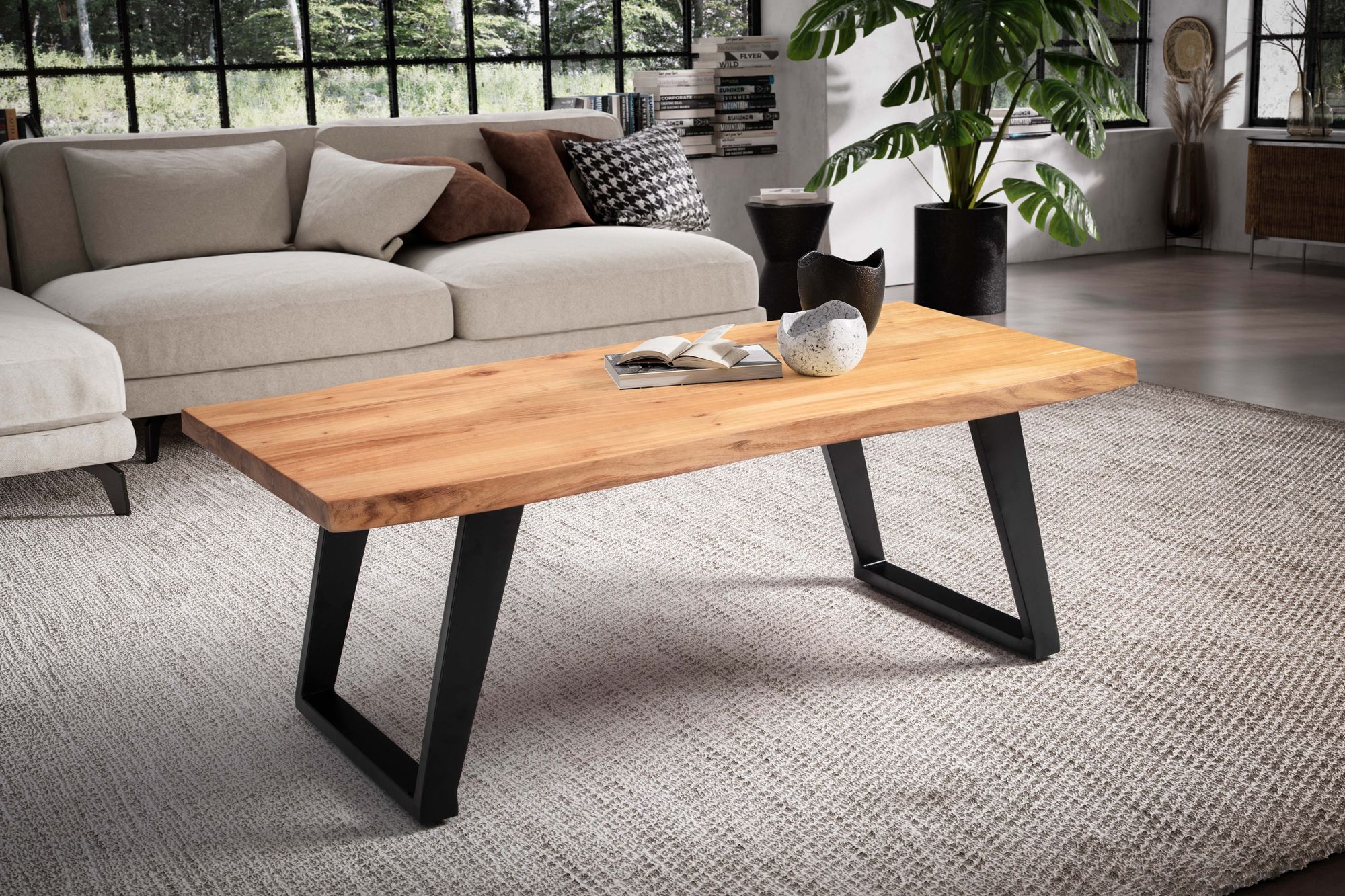 Couchtisch Lundamo Akazie Massivholz 120 × 60 × 46 cm