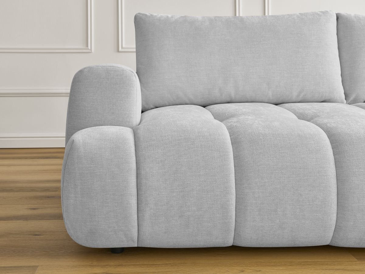 Bobochic Fuji Schlafsofa 3-Sitzer mit Bettkasten und Pouf Stoff Hellgrau