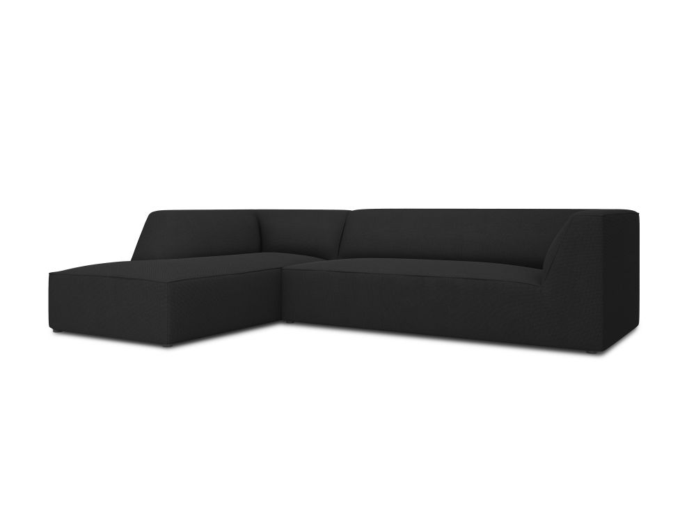 Cosmopolitan Design Ecksofa Siena 4-Sitzer Strukturierter Stoff Ottawa Schwarz Links