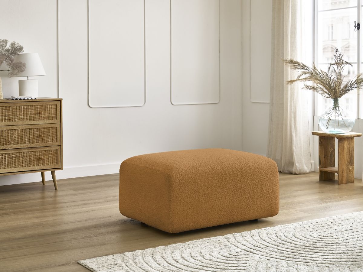 Bobochic Tina Pouf Bouclé-Stoff Gelb