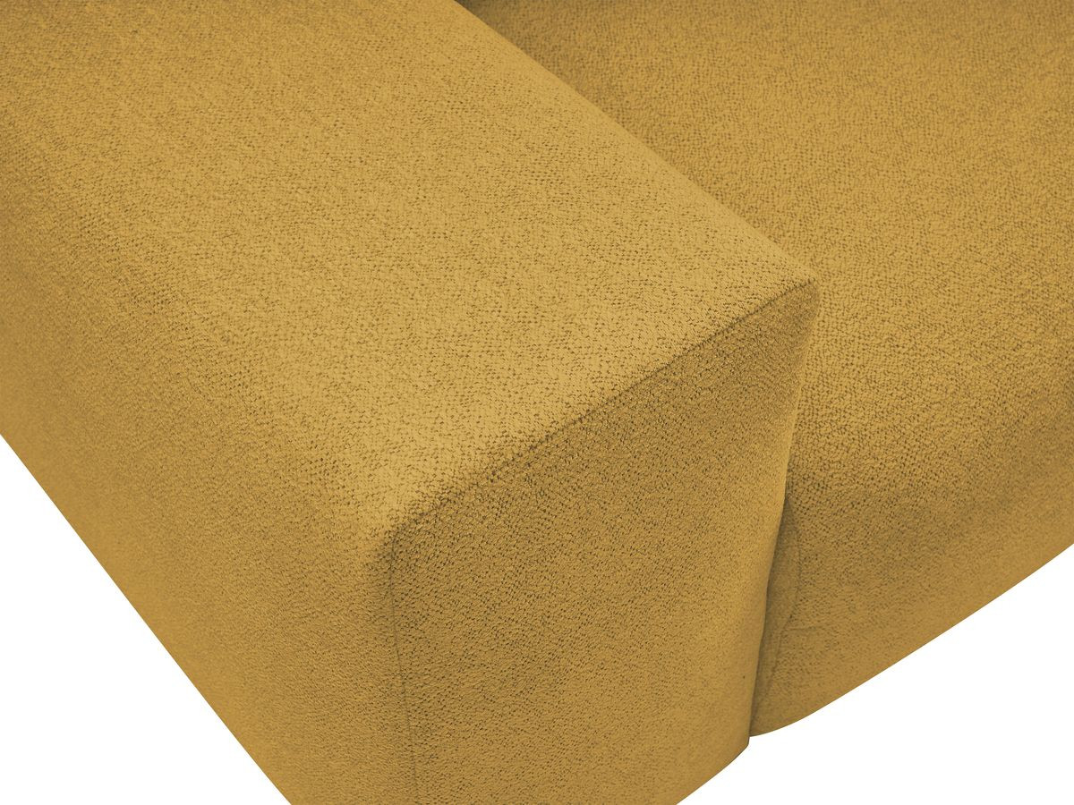Bobochic Voltaire Ecksofa mit Schlaffunktion und Bettkasten und Pouf Melange-Stoff Gelb