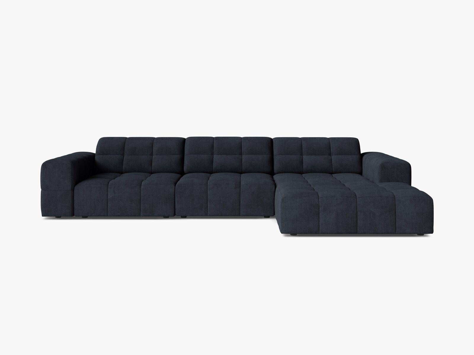 Micadoni Ecksofa Jennifer 4-Sitzer Chenille Eden Marineblau Rechts