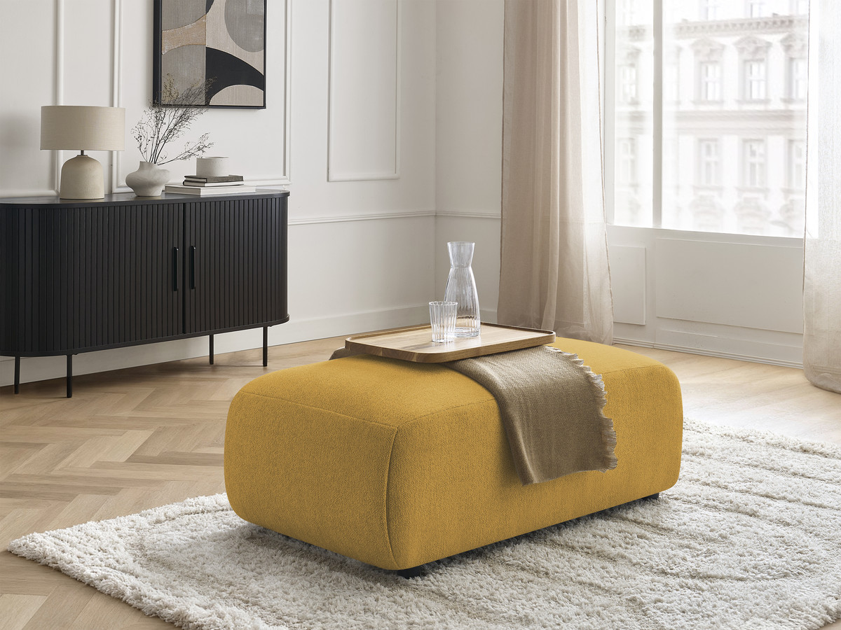 Bobochic Jana Pouf 63 × 114 cm Melange-Stoff Gelb
