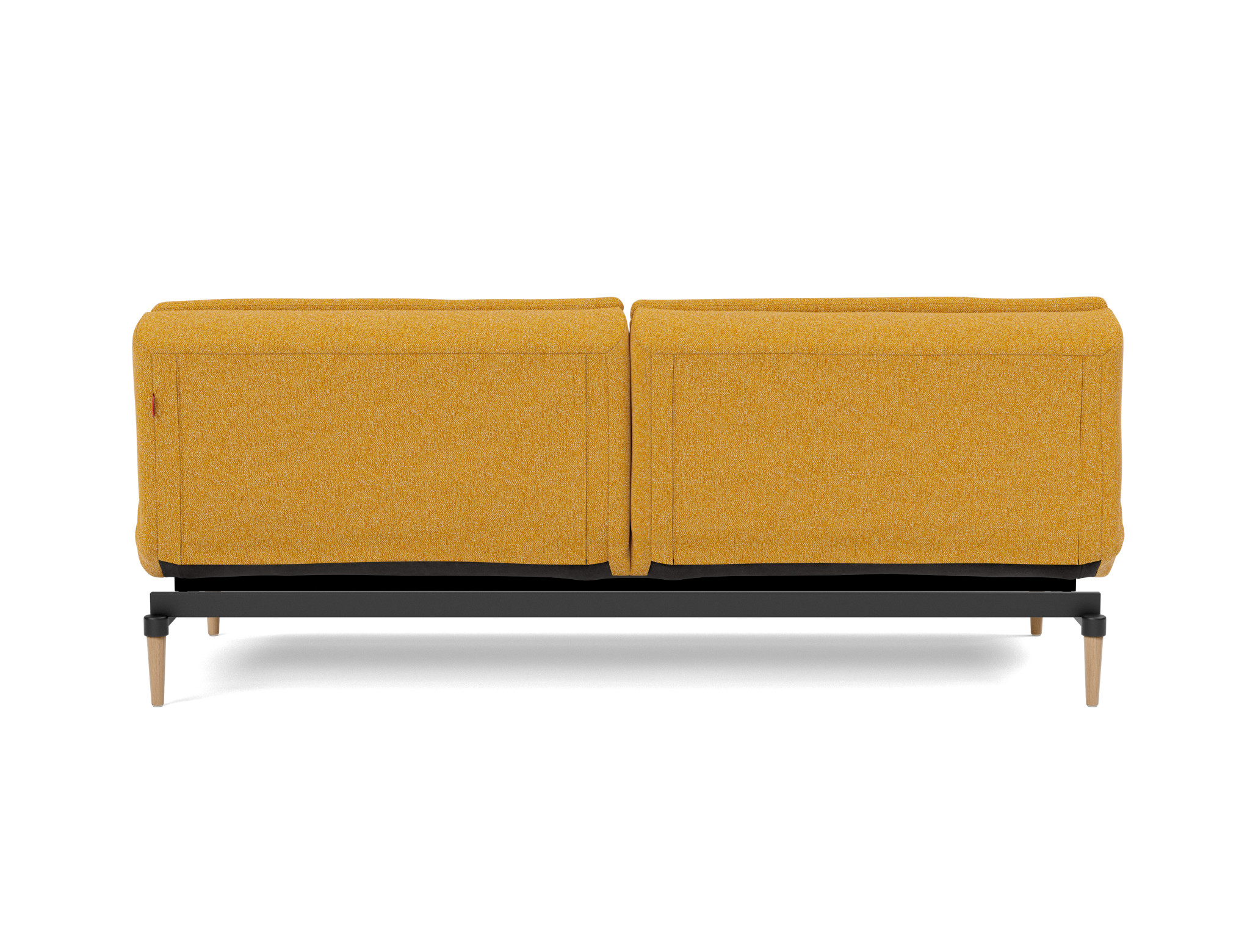 Schlafsofa Dublexo Boucle Skandi 536-Ochre Beine Styletto Eiche hell