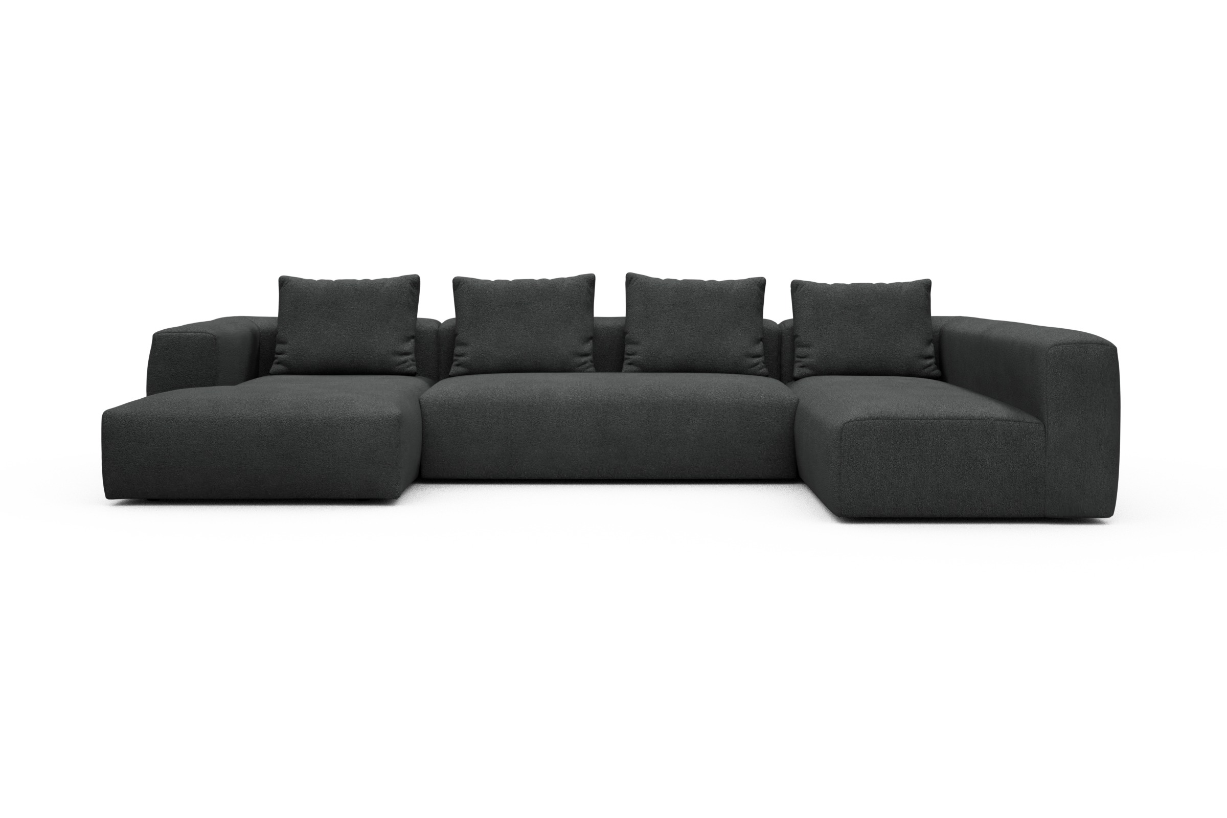 Skandi Home Wohnlandschaft Fred Chaiselongue links mit 2-Sitzer und lange Armlehne rechts Boucle-Charcoal moebelfaktor