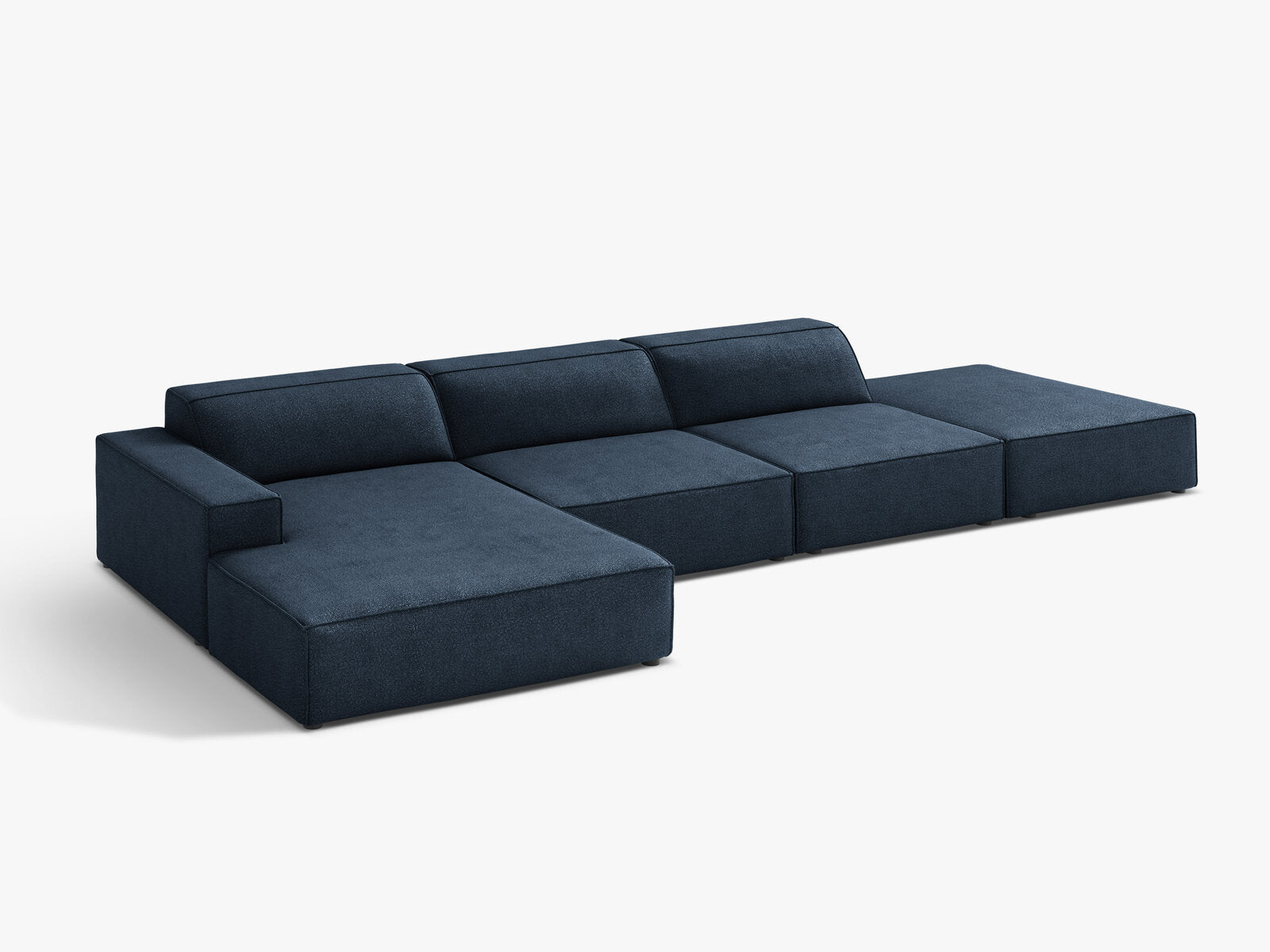 Micadoni Ecksofa Jodie 5-Sitzer Links Boucle Baloo Dunkelblau