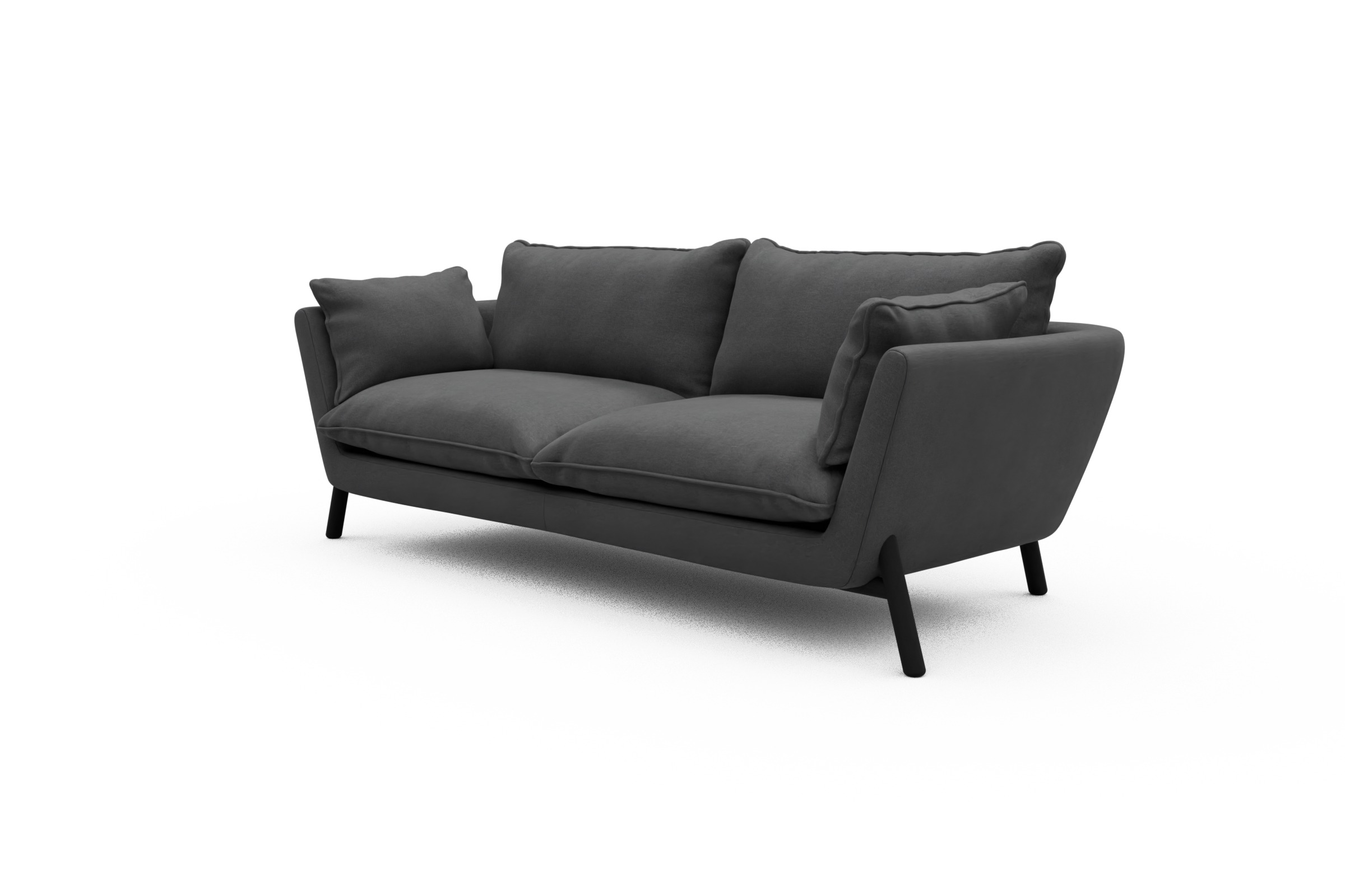 Sofa Emil PREMIUM 3-Sitzer Beinfarbe Eiche Schwarz Satya-Zinc