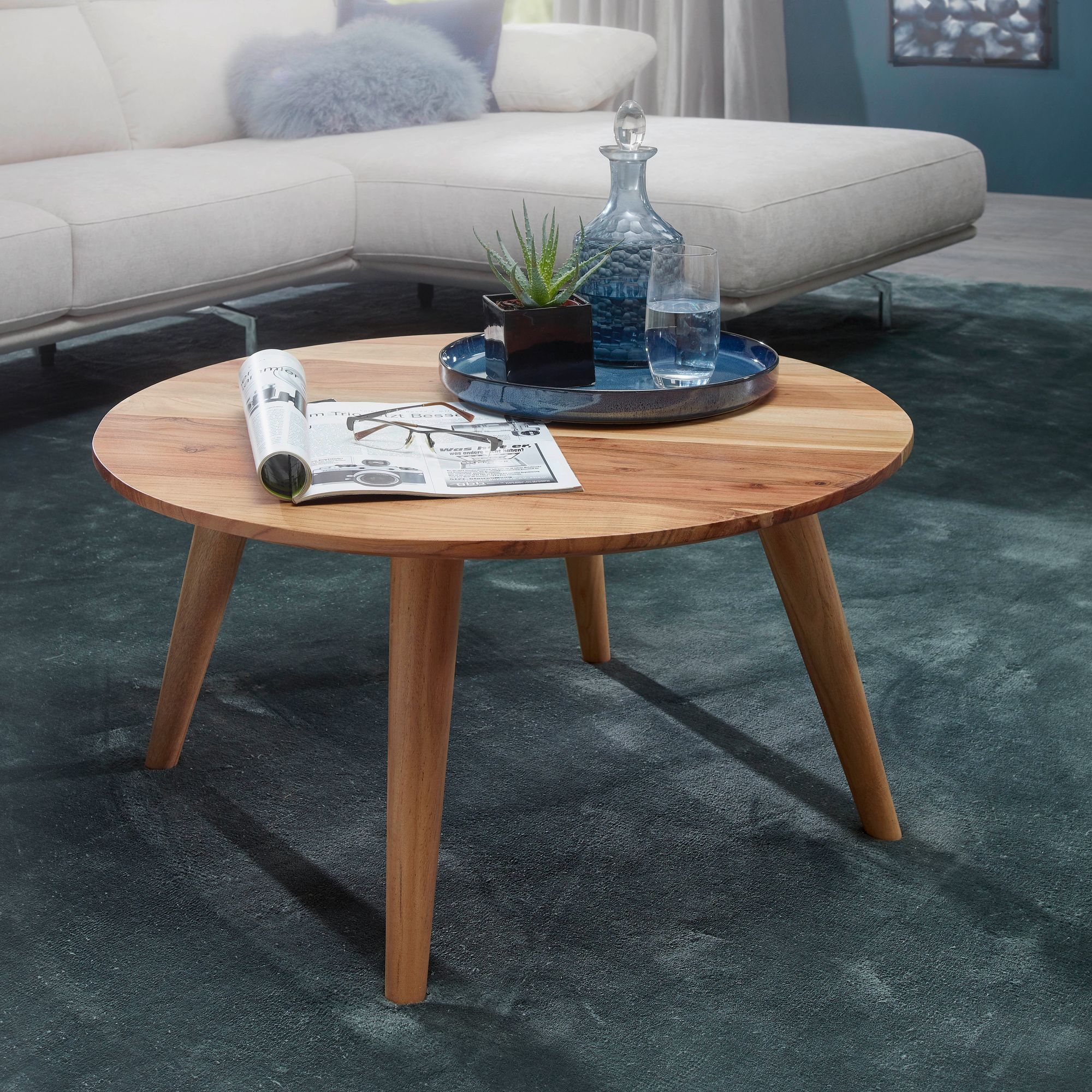 Couchtisch Andenes Akazie Massivholz Ø 75 cm