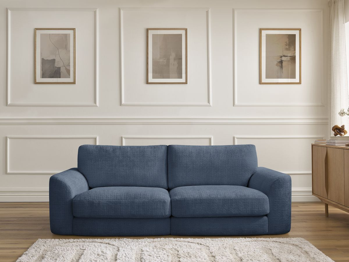 Bobochic Leonore Sofa 3-Sitzer Strukturstoff Dunkelblau