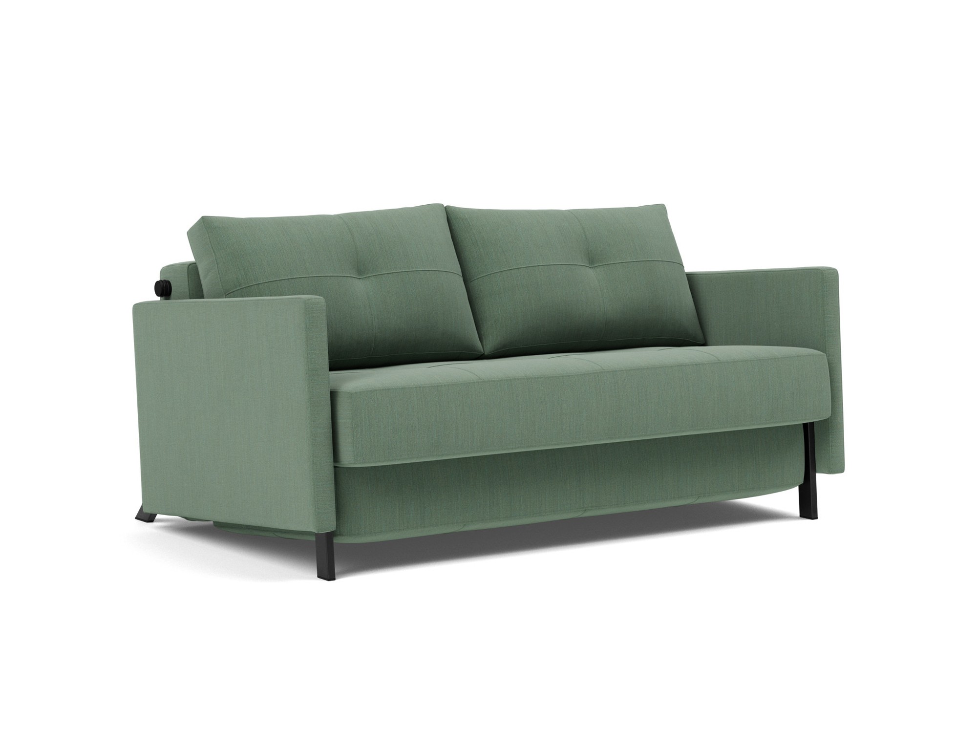 Schlafsofa Cubed mit Armlehnen 140 Flachgewebe Elegance 518-Green