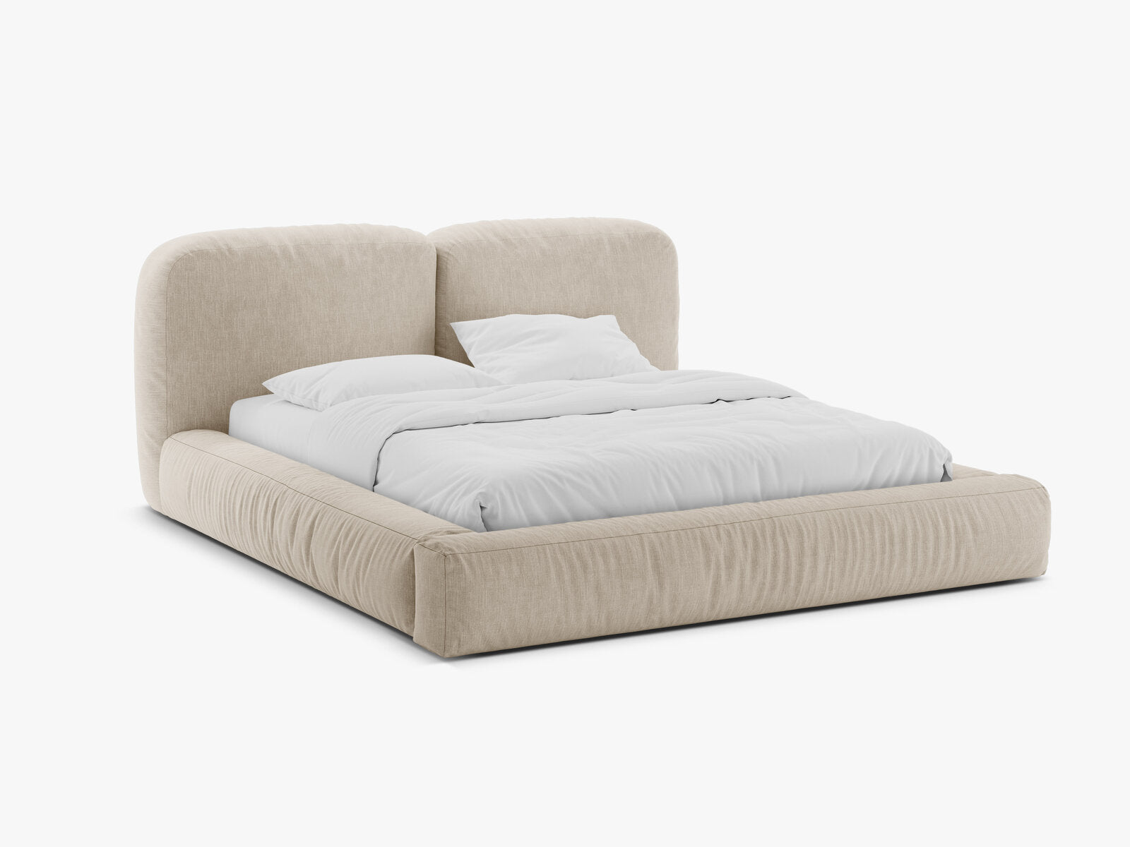 Micadoni Stauraumbett mit Kopfteil Martina Strukturierter Stoff Boston Helles Beige 200x200