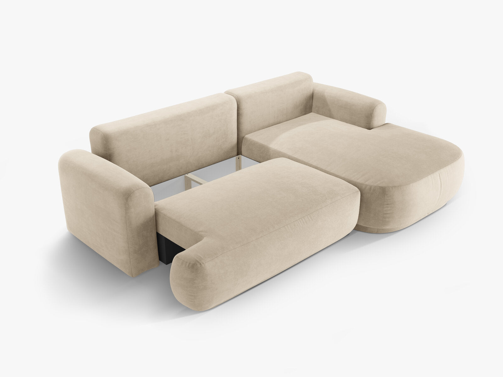 Micadoni Ella Ecksofa 5-Sitzer mit Schlaffunktion Rechts Samt Vogue Helles Beige