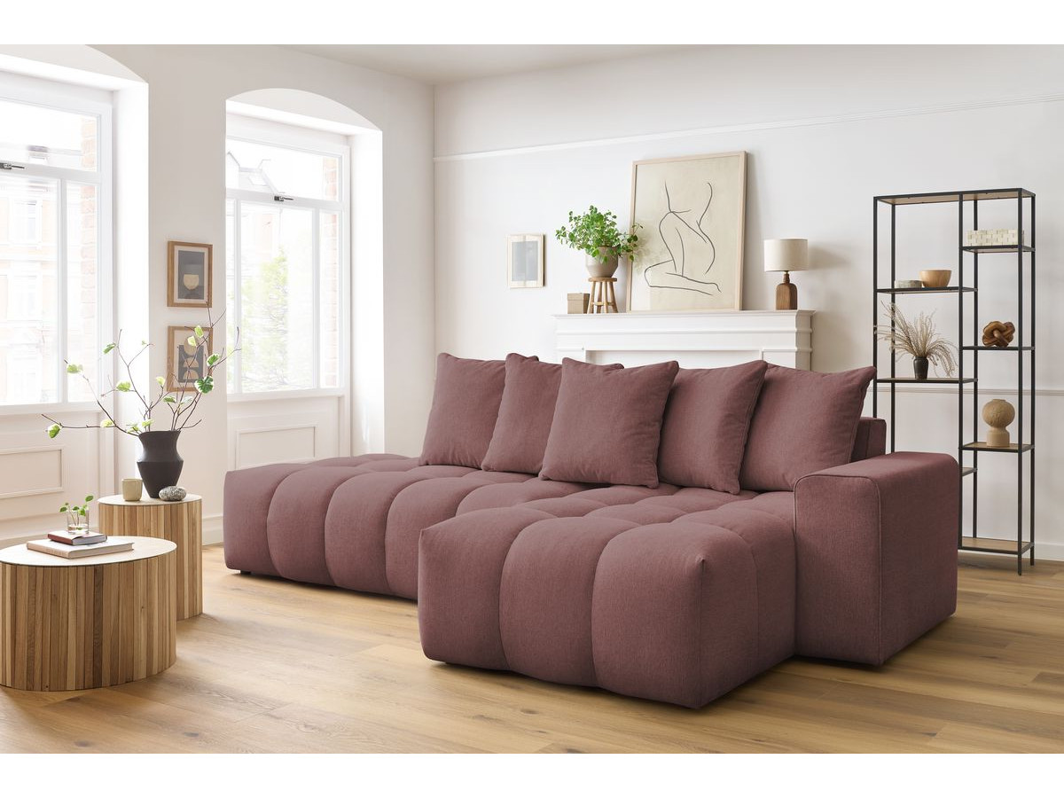 Bobochic Mont-blanc Ecksofa Melange-Stoff Rosa Ecke rechts