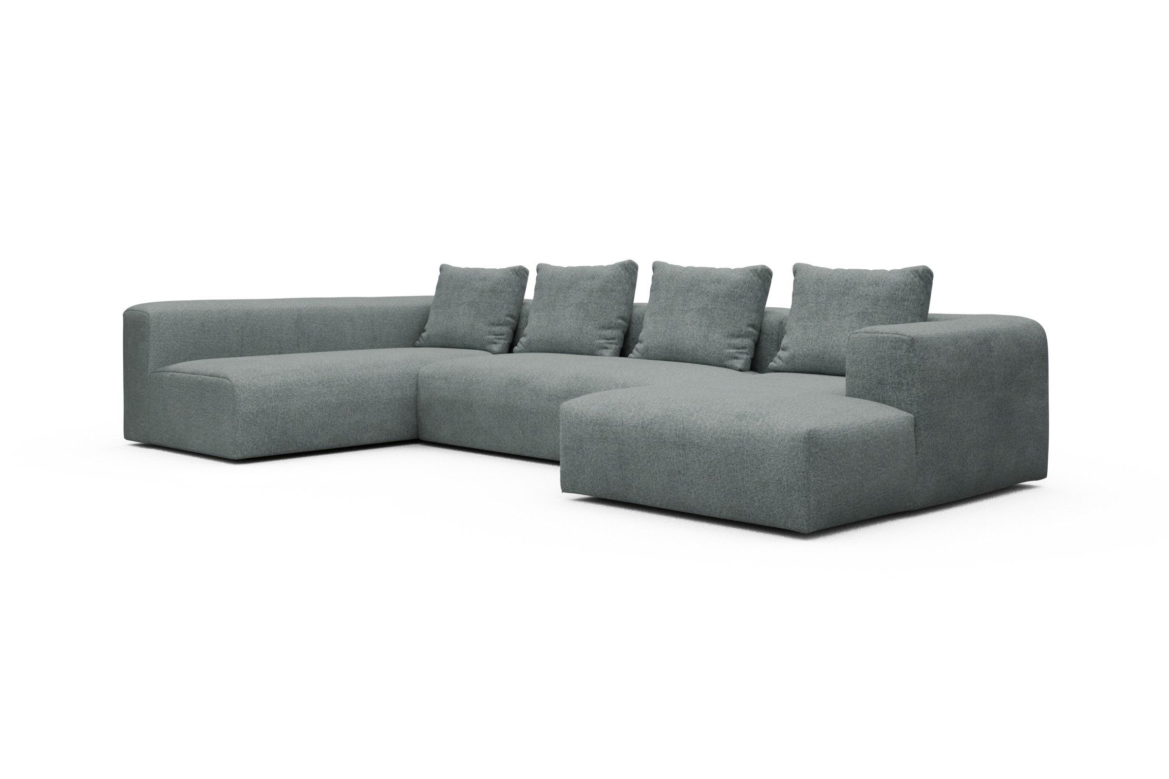 Wohnlandschaft Fred Chaiselongue rechts mit 2-Sitzer und lange Armlehne links Casone-Light-Mixed-Green