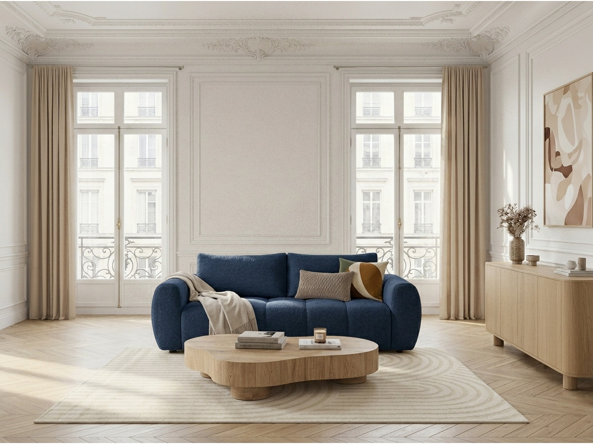 Bobochic Fuji Schlafsofa 3-Sitzer Stoff Dunkelblau