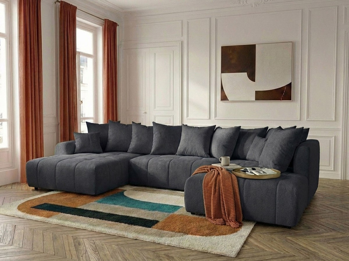 Bobochic Roxelane Wohnlandschaft Melange-Stoff Dunkelgrau Ecke links