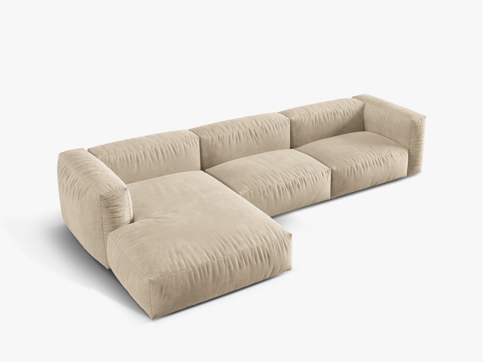 Micadoni Ecksofa Martina 3-Sitzer Links Samt Vogue Helles Beige