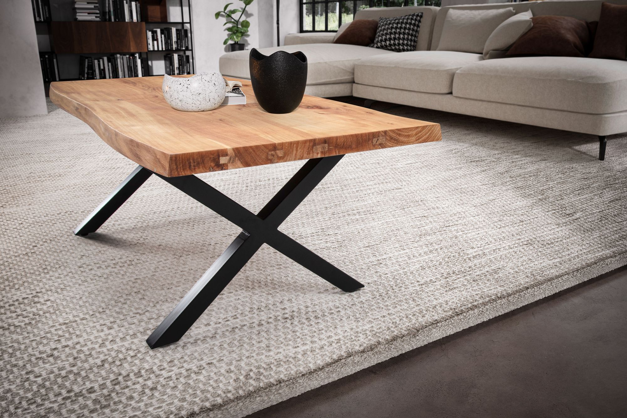 Couchtisch Lovund Akazie Massivholz 120 × 60 × 46 cm