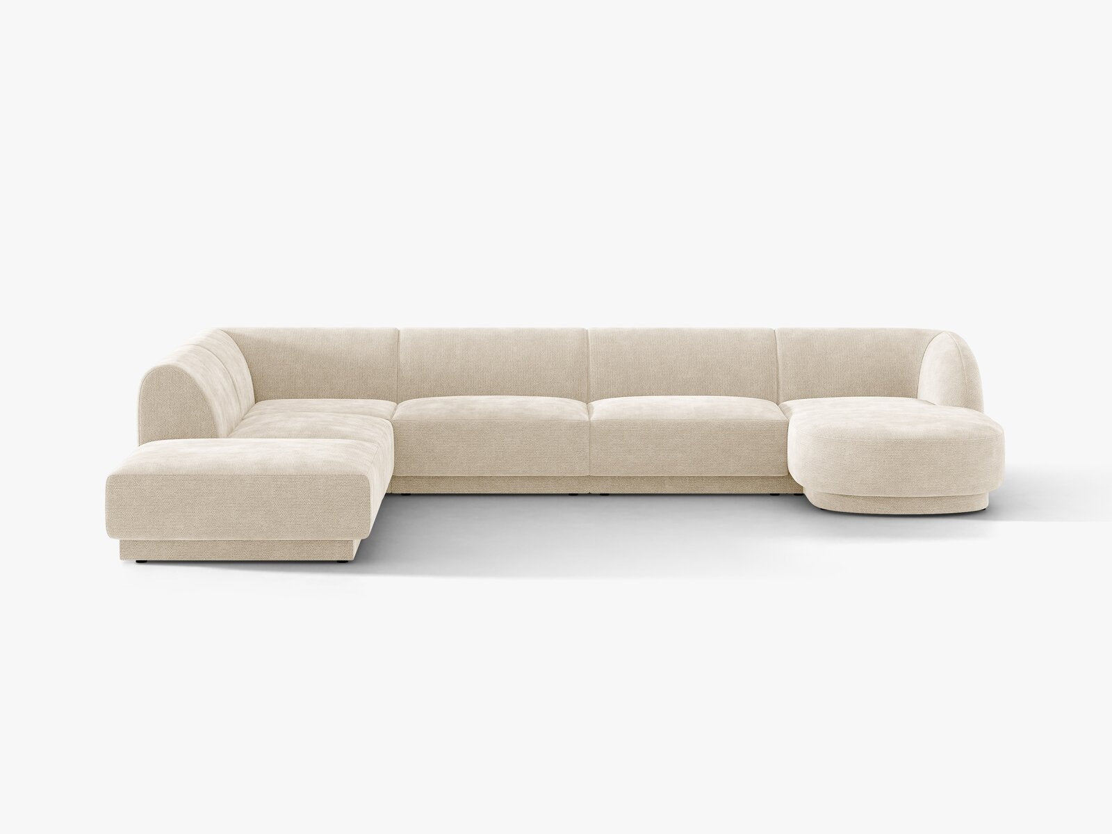 Micadoni Panorama-Ecksofa Miley 6-Sitzer Links Chenille Eden Elfenbein
