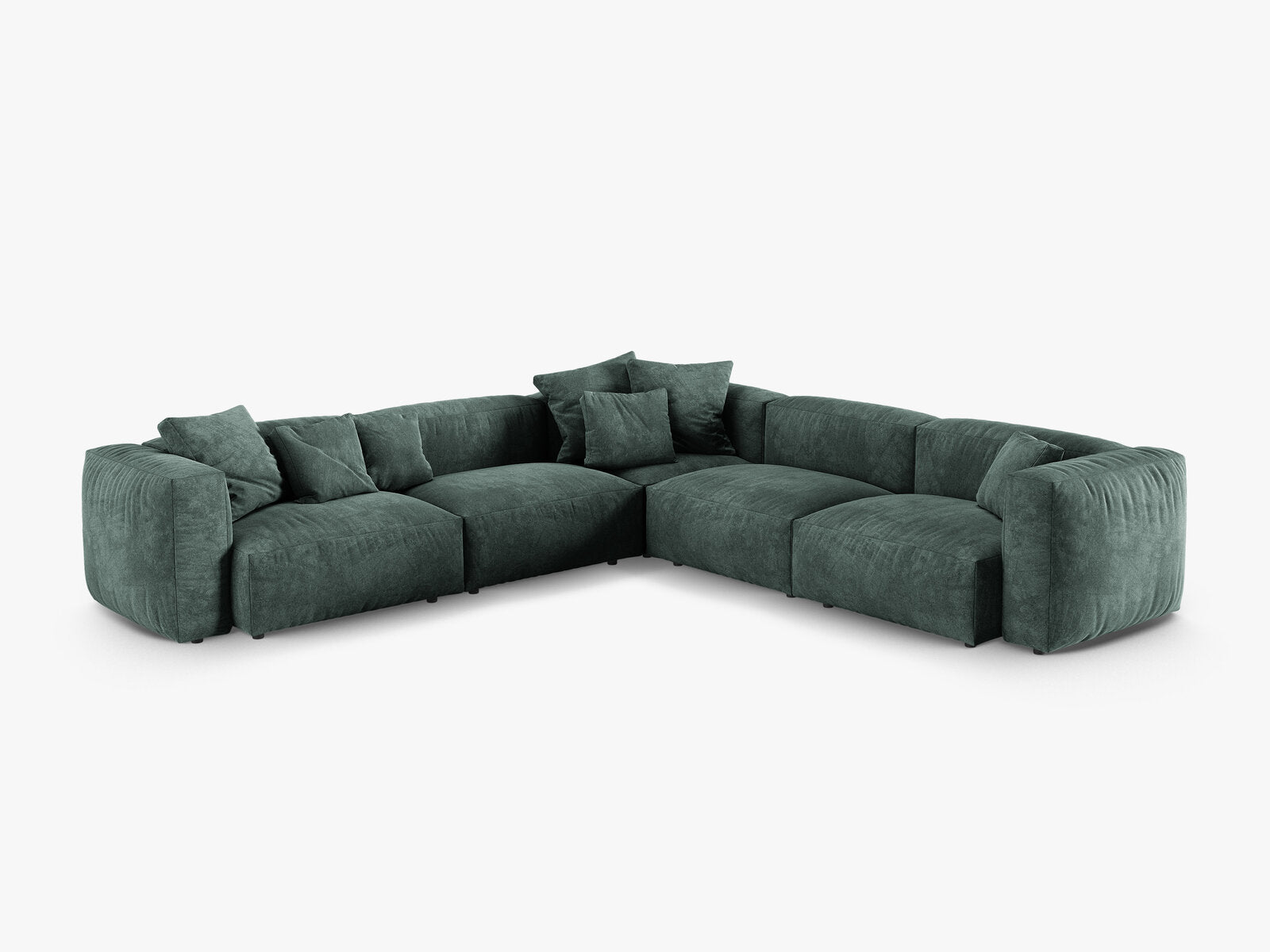 Micadoni modulares symmetrisches Ecksofa XL Martina 5-Sitzer 90cm Sitztiefe Samt Vogue Petrol