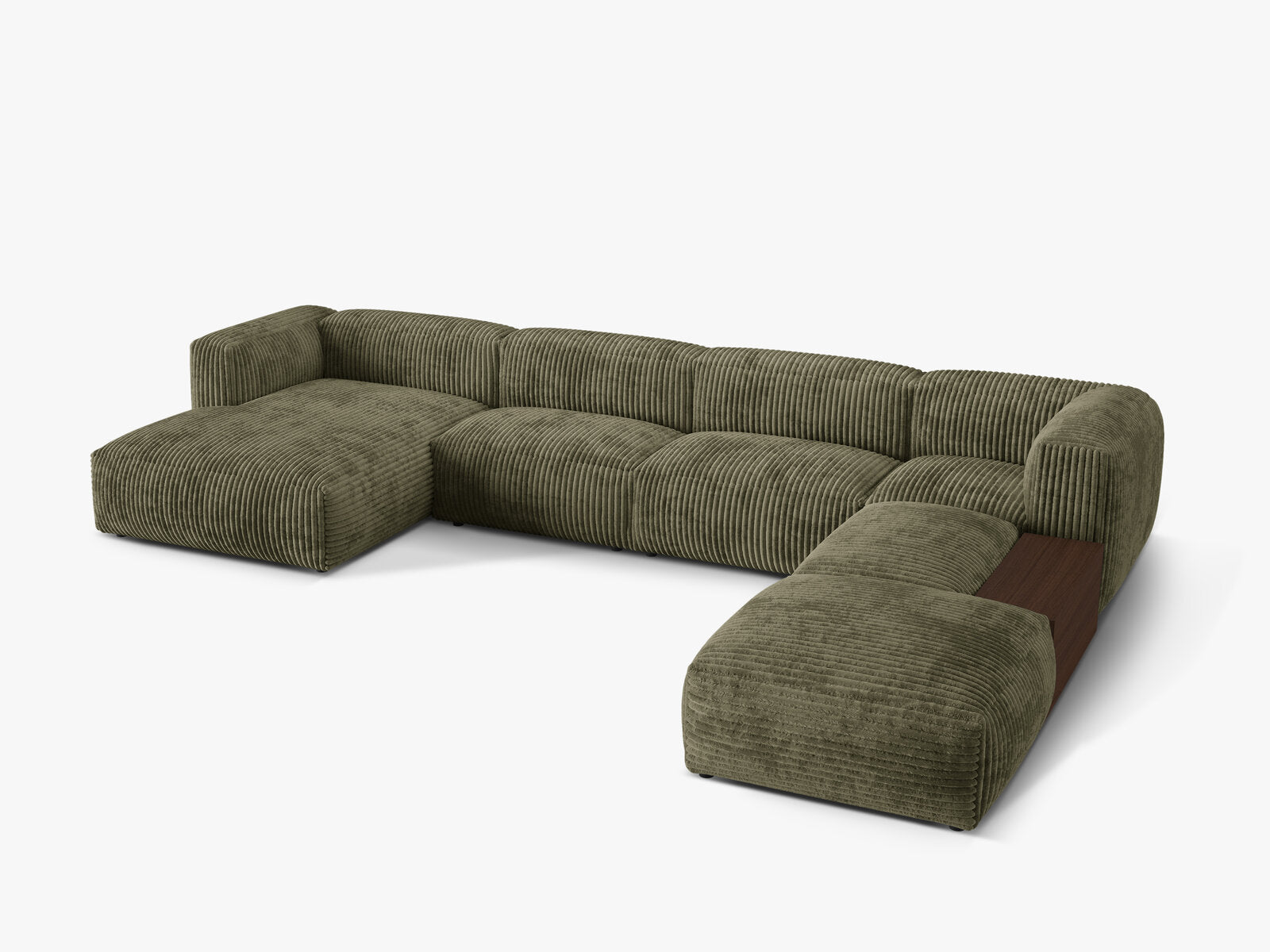 Micadoni Panorama-Ecksofa Martina 5-Sitzer Rechts Kord Moßgrün