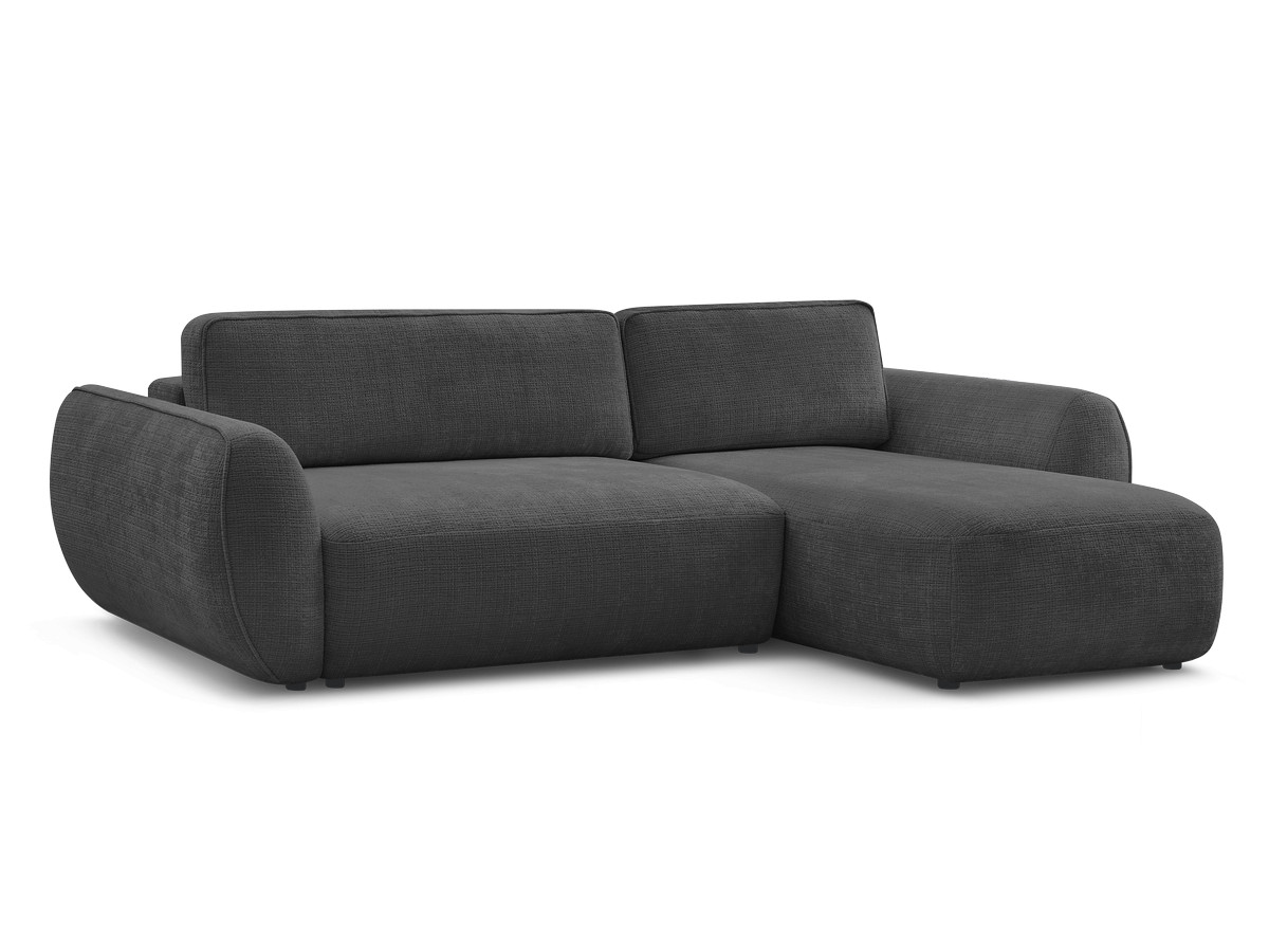 Bobochic Denise Ecksofa mit Schlaffunktion und Bettkasten 258 × 160 cm Strukturstoff Schwarz Ecke rechts