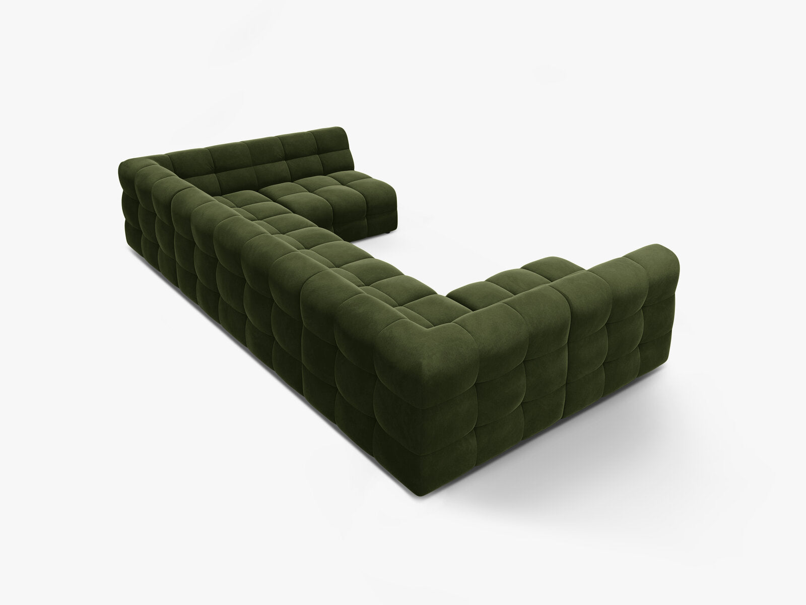 Micadoni Panorama-Sofa Kendal 7-Sitzer Samt Armeegrün