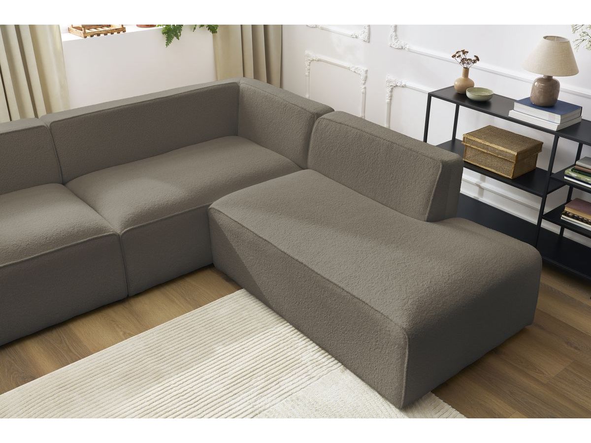 Bobochic Megeve Wohnlandschaft Bouclé-Stoff Braun Ecke links