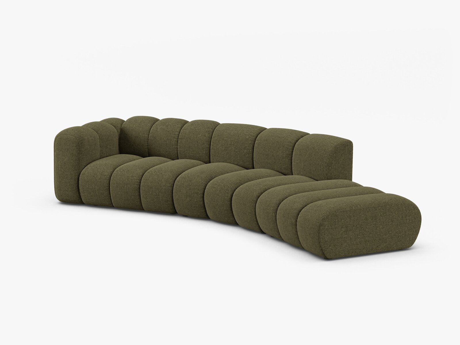 Micadoni Modulares Sofa Lupine 5-Sitzer Rechts Chenille Eden Grün