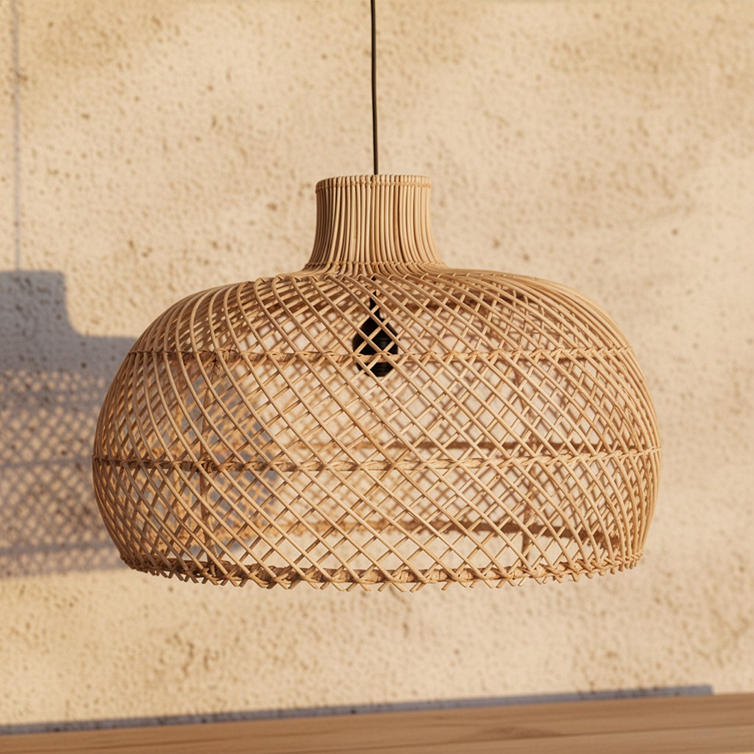 Raw Materials Maze Rattan-Hängelampe natur Ø 57x36cm