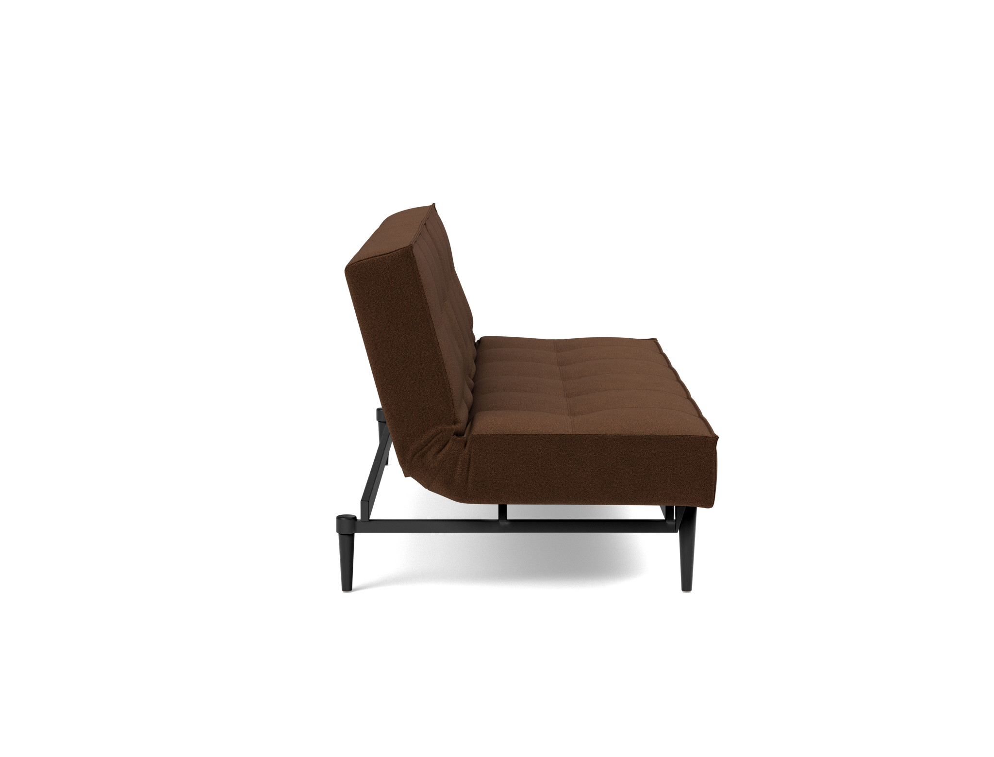 Schlafsofa Splitback Strukturierter Stoff Taura 359-Cappuccino Beine Styletto Eiche schwarz
