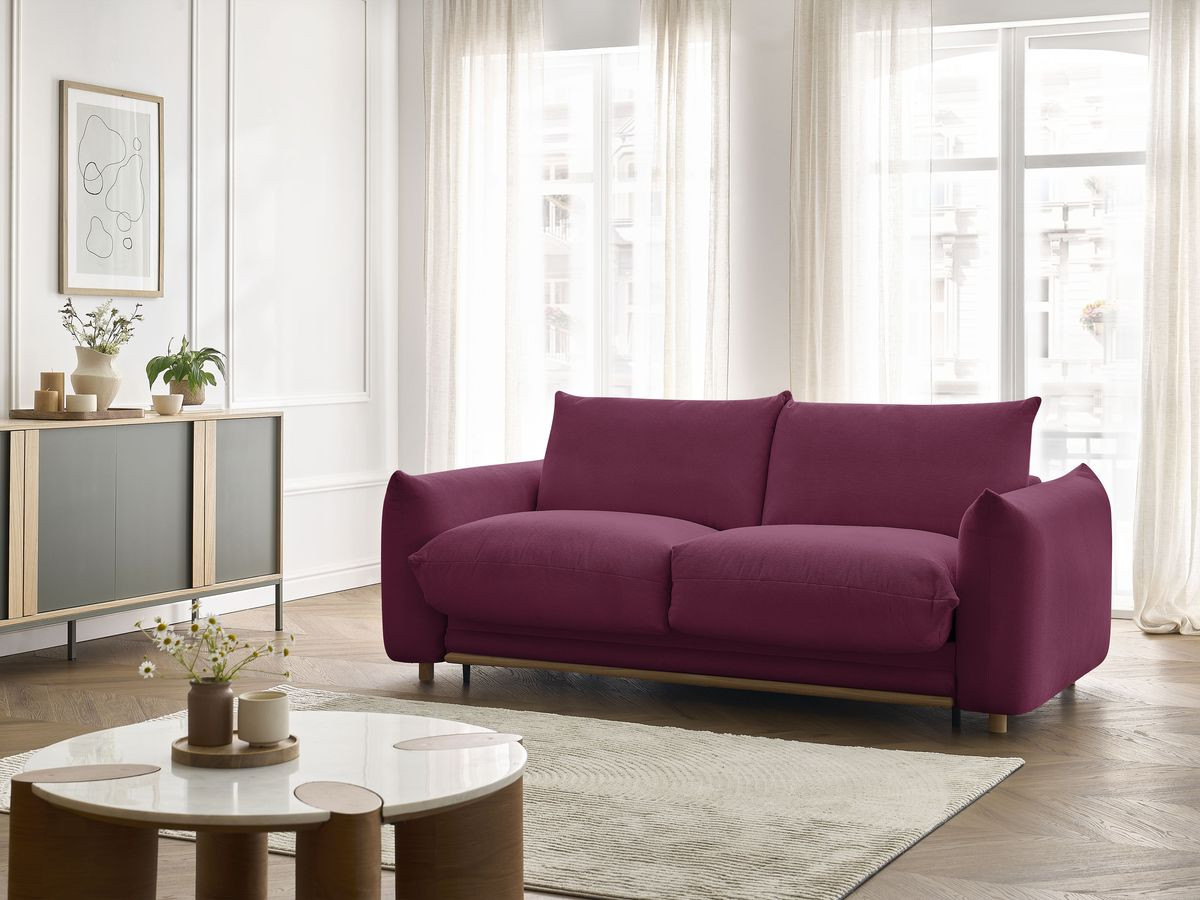 Bobochic Ernest Schlafsofa 3-Sitzer, Liegefläche 190 × 140 / 160 cm Stoff Rot, Liegefläche 160 × 190 cm