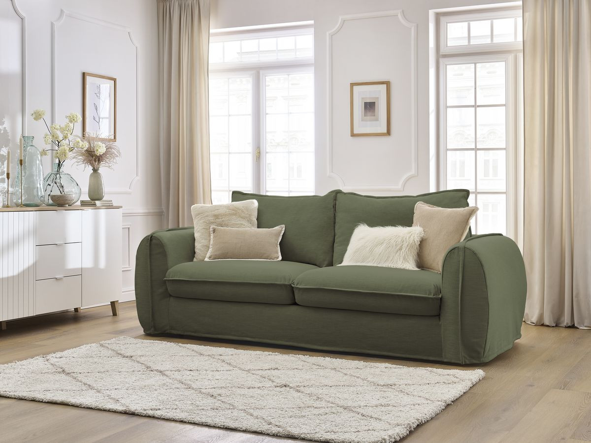 Bobochic Archimede Schlafsofa 3-Sitzer Stoff Grün, Liegefläche 160 × 194 cm