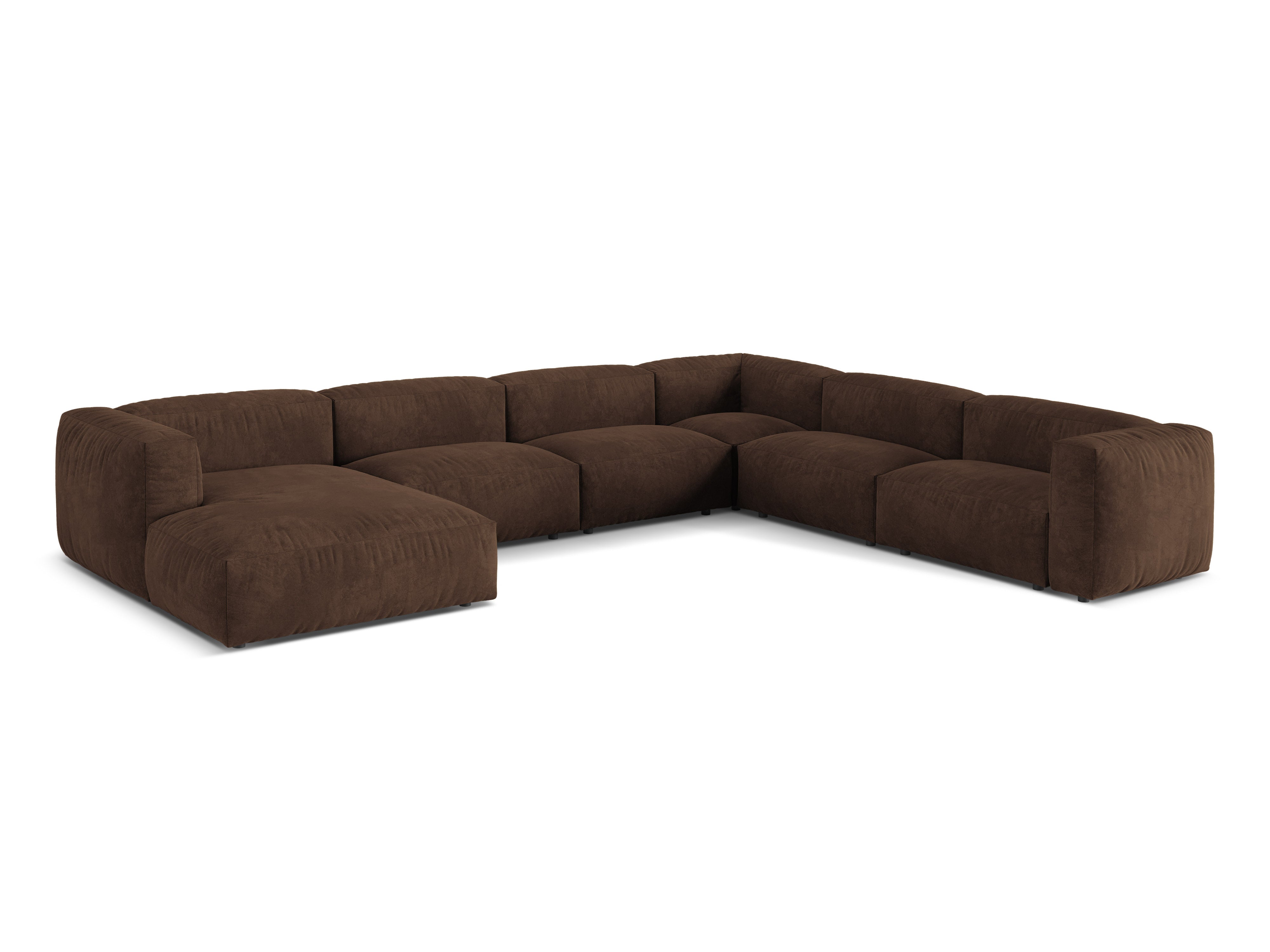 Micadoni modulares Ecksofa XL Martina 6-Sitzer Samt Vogue Schokolade Rechts